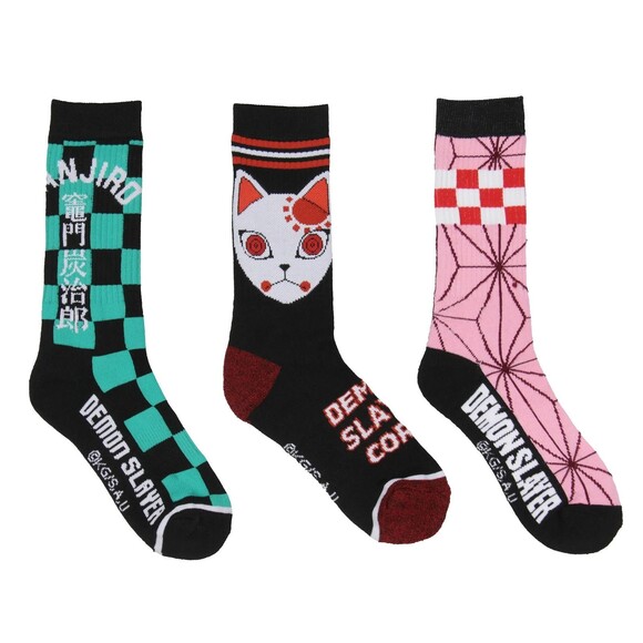 Demon Slayer Other - Demon Slayer Kimetsu No Yaiba Crew Socks Nezuko Fox Mask Tanjiro Mens 8-12 Anime